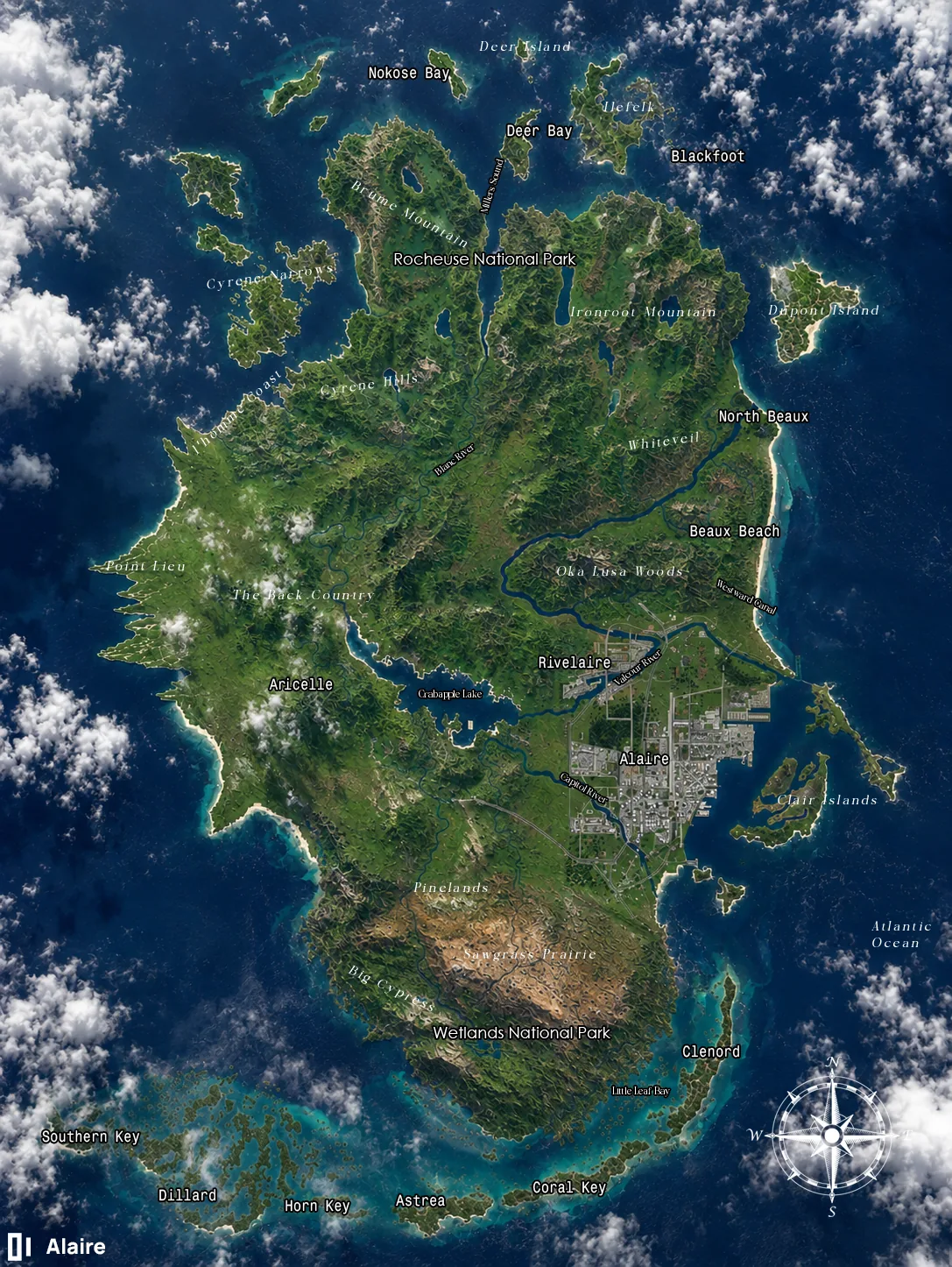 Alaire — full territorial satellite map